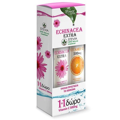 POWER ECHINACEA EXTRA 24s STEVIA+ΔΩΡΟ VIT C 500MG EFF