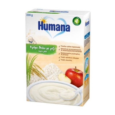 HUMANA ΚΡΕΜΑ ΜΗΛΟ ΜΕ ΡΥΖΙ ΧΩΡΙΣ ΓΑΛΑ 230GR