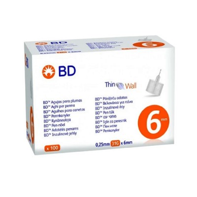 ΒΕΛΟΝΕΣ ΓΙΑ ΠΕΝΝΕΣ BD 31GX6MM 0,25MM ΠΟΡΤΟΚΑΛΙ