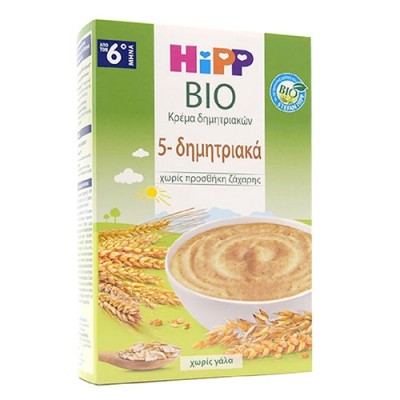 HIPP ΚΡΕΜΑ 5 ΔΗΜΗΤΡΙΑΚΩΝ ΧΩΡΙΣ ΓΑΛΑ 6ο ΜΗΝΑ 200GR