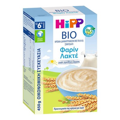 HIPP ΚΡΕΜΑ ME ΓΑΛΑ ΦΑΡΙΝ ΛΑΚΤΕ 6ο ΜΗΝΑ 450GR